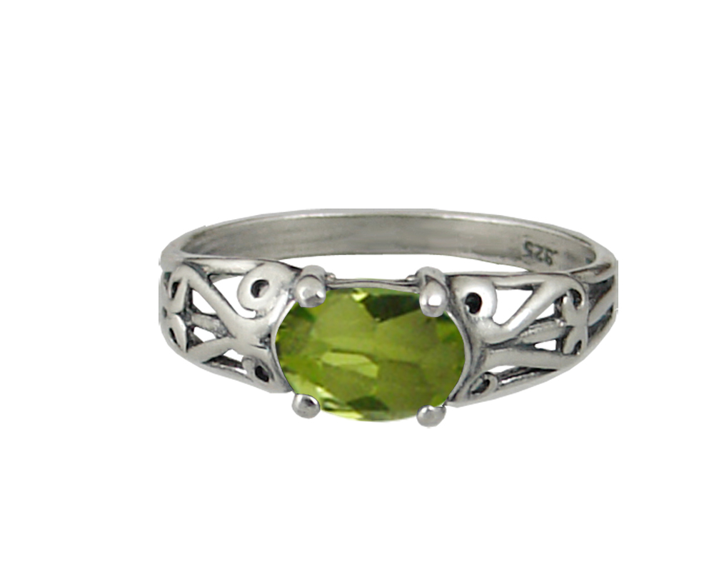 Sterling Silver Gemstone Ring With Peridot Size 5